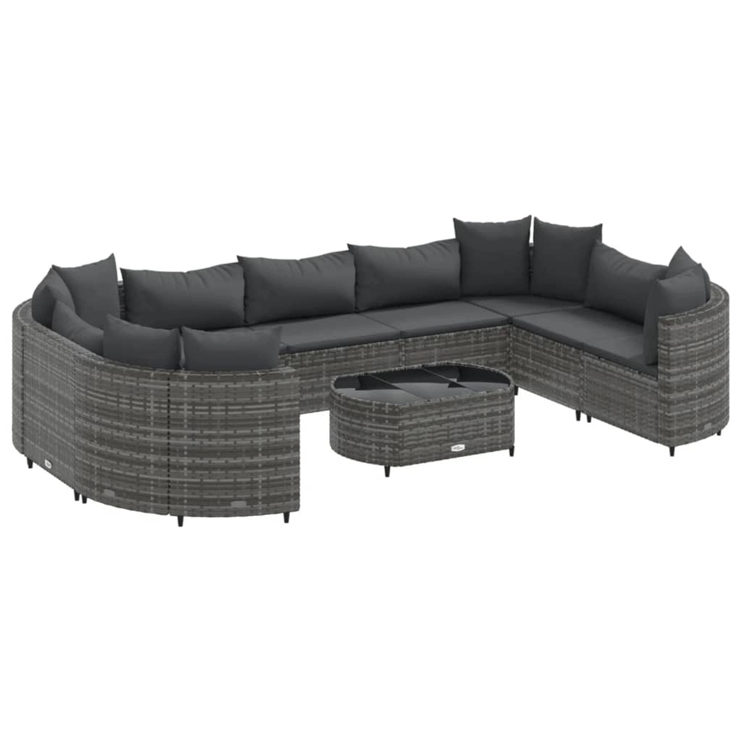 vidaXL 10-tlg Garten-Sofagarnitur mit Kissen Grau Poly Rattan Modell 125 günstig online kaufen