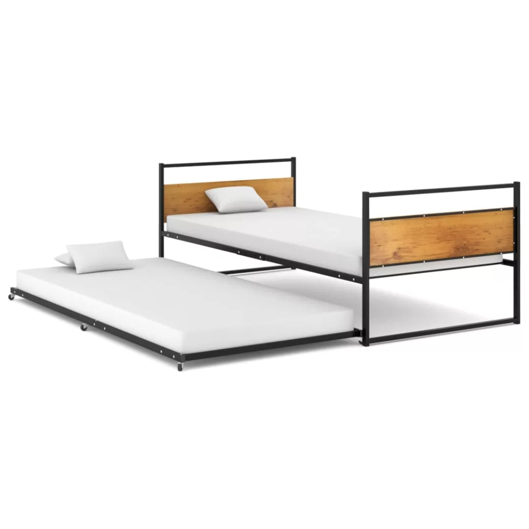 vidaXL Bettgestell Ausziehbett Schwarz Metall 90x200 cm Einzelbett Bett Bet günstig online kaufen