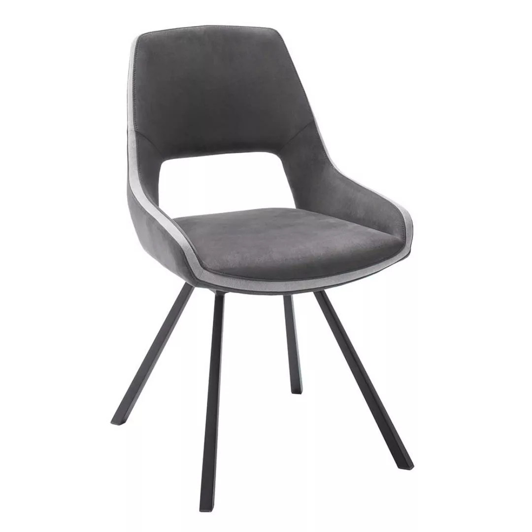 Esstisch Stühle in Dunkelgrau Microfaser 50 cm Sitzhöhe (2er Set) günstig online kaufen