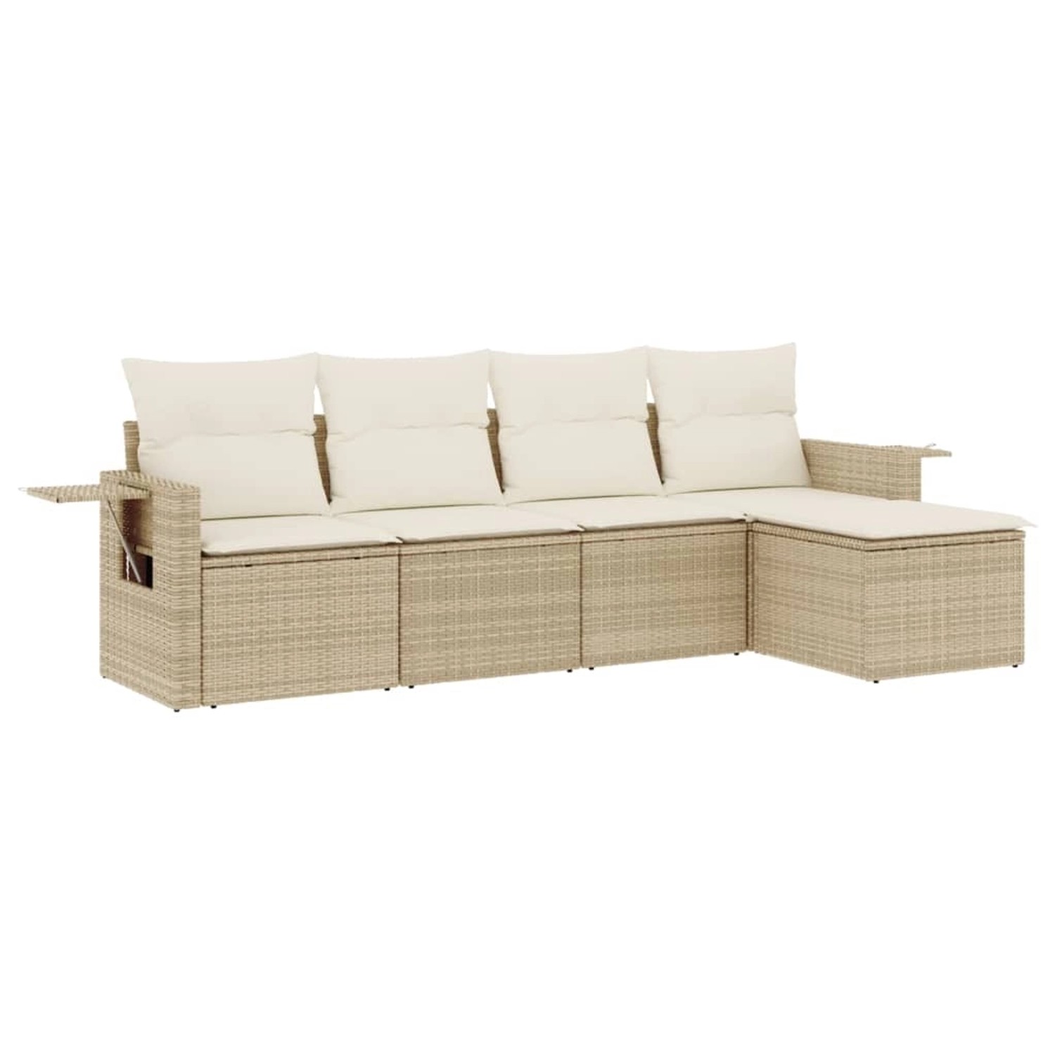 vidaXL 5-Tlg Garten-Sofagarnitur mit Kissen Beige Poly Rattan 3252425 günstig online kaufen