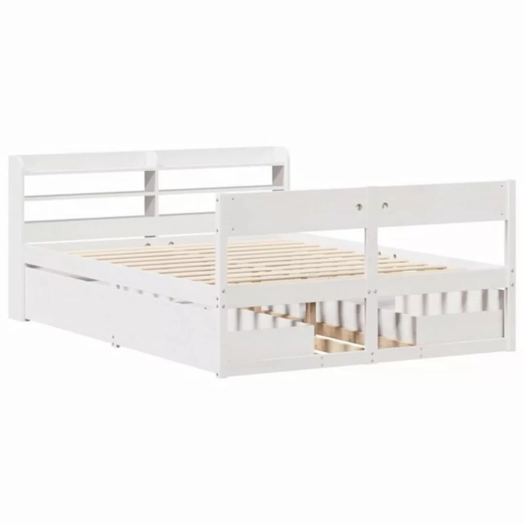 vidaXL Bett Massivholzbett ohne Matratze Weiß 120x190 cm Kiefernholz günstig online kaufen