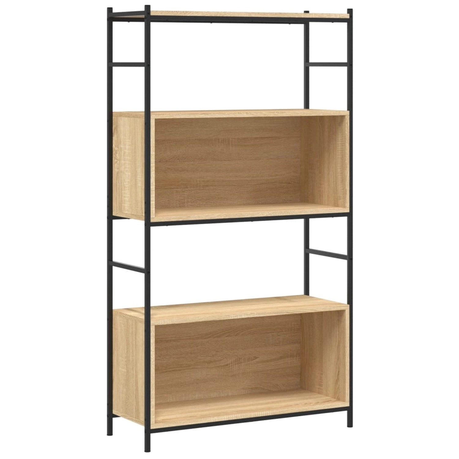 vidaXL Bücherregal Sonoma-Eiche 80x30x145,5 cm Holzwerkstoff und Eisen günstig online kaufen