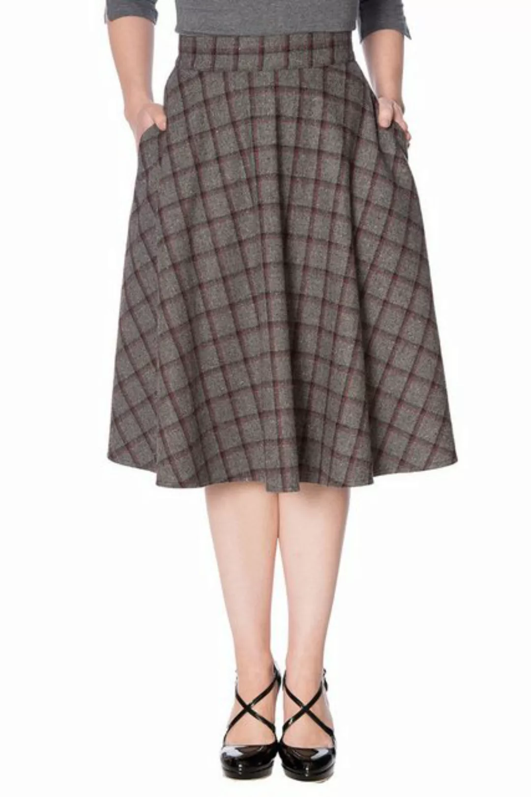 Banned A-Linien-Rock Ladies Day Swing Skirt Grau Vintage A-Linie Rock 50er günstig online kaufen