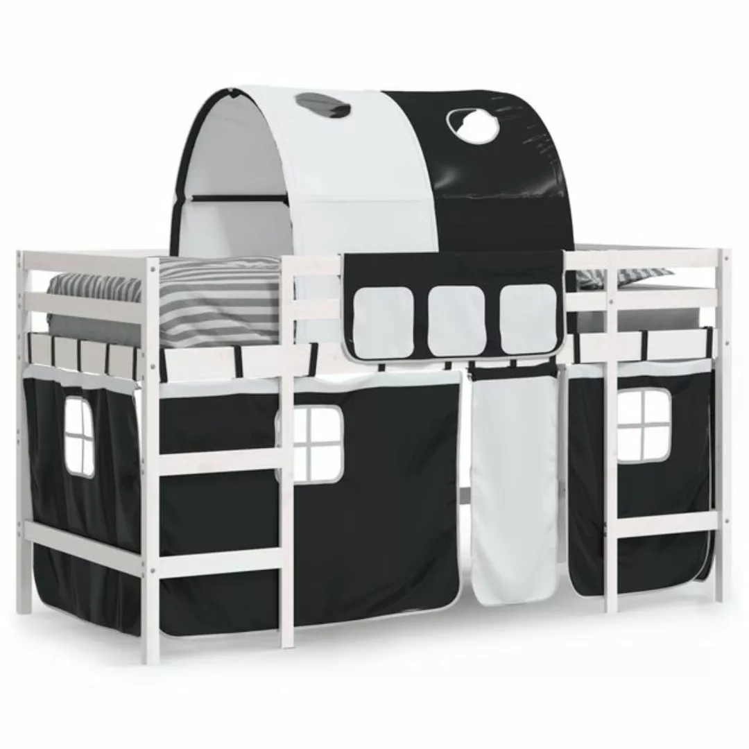 vidaXL Etagenbett Kinderhochbett mit Tunnel Weiß Schwarz 80x200 cm Kiefernh günstig online kaufen