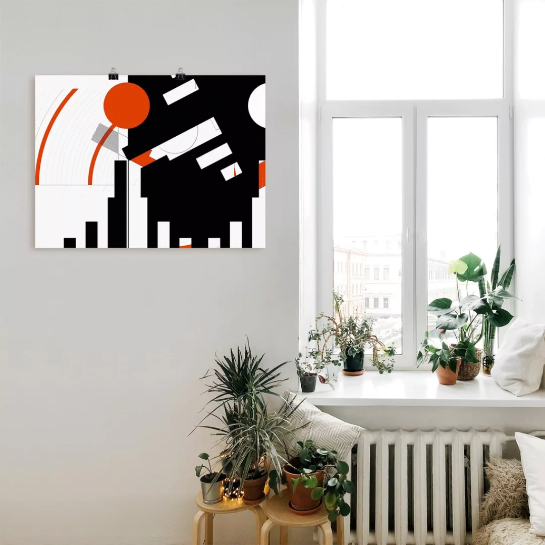 Artland Wandbild "Schwarz weiß trifft rot Version 5", Muster, (1 St.), als günstig online kaufen