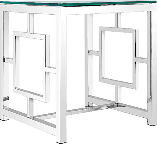 Leonique Beistelltisch "Robin", Beistelltisch, quadratisch, Silber, Glas, C günstig online kaufen