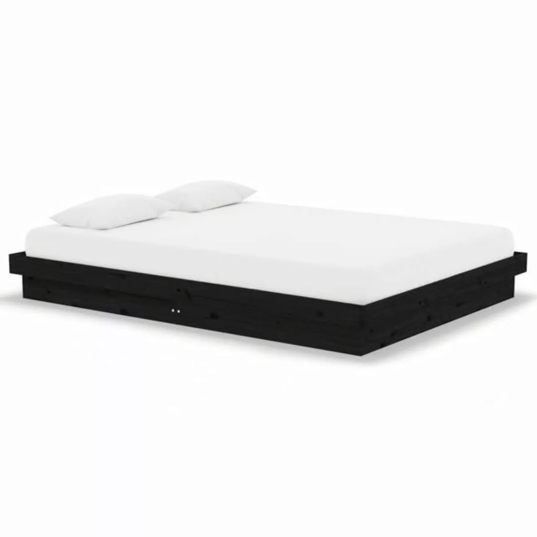 furnicato Bett Massivholzbett Schwarz 135x190 cm günstig online kaufen