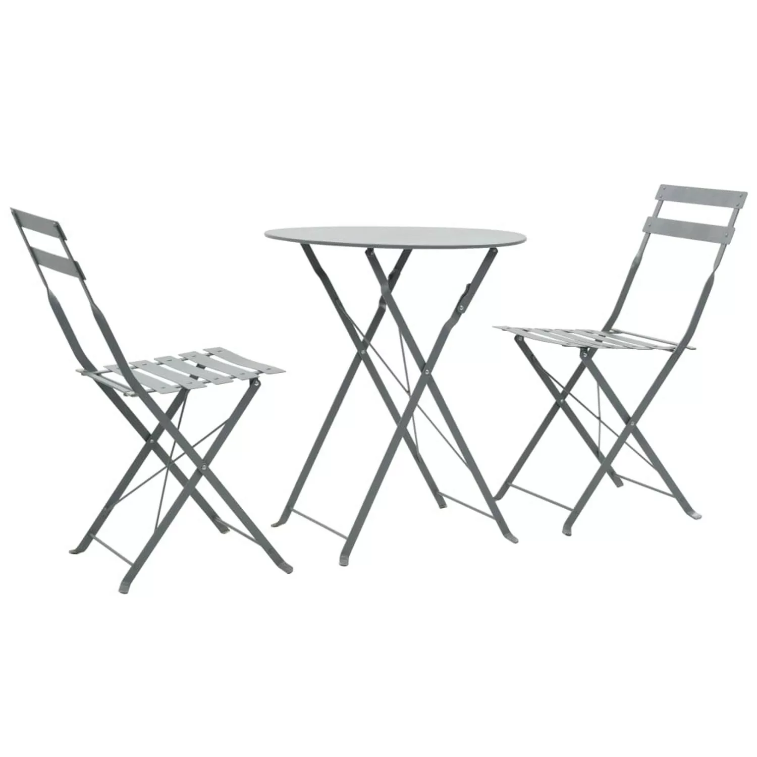 3-tlg. Bistro-set Stahl Grau günstig online kaufen