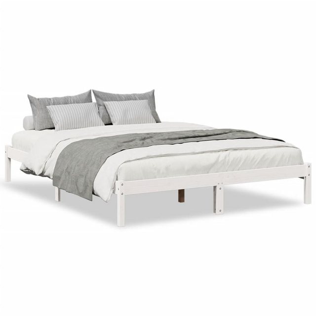 vidaXL Bett, Massivholzbett Extra Lang ohne Matratze Weiß 140x210 Kieferhol günstig online kaufen