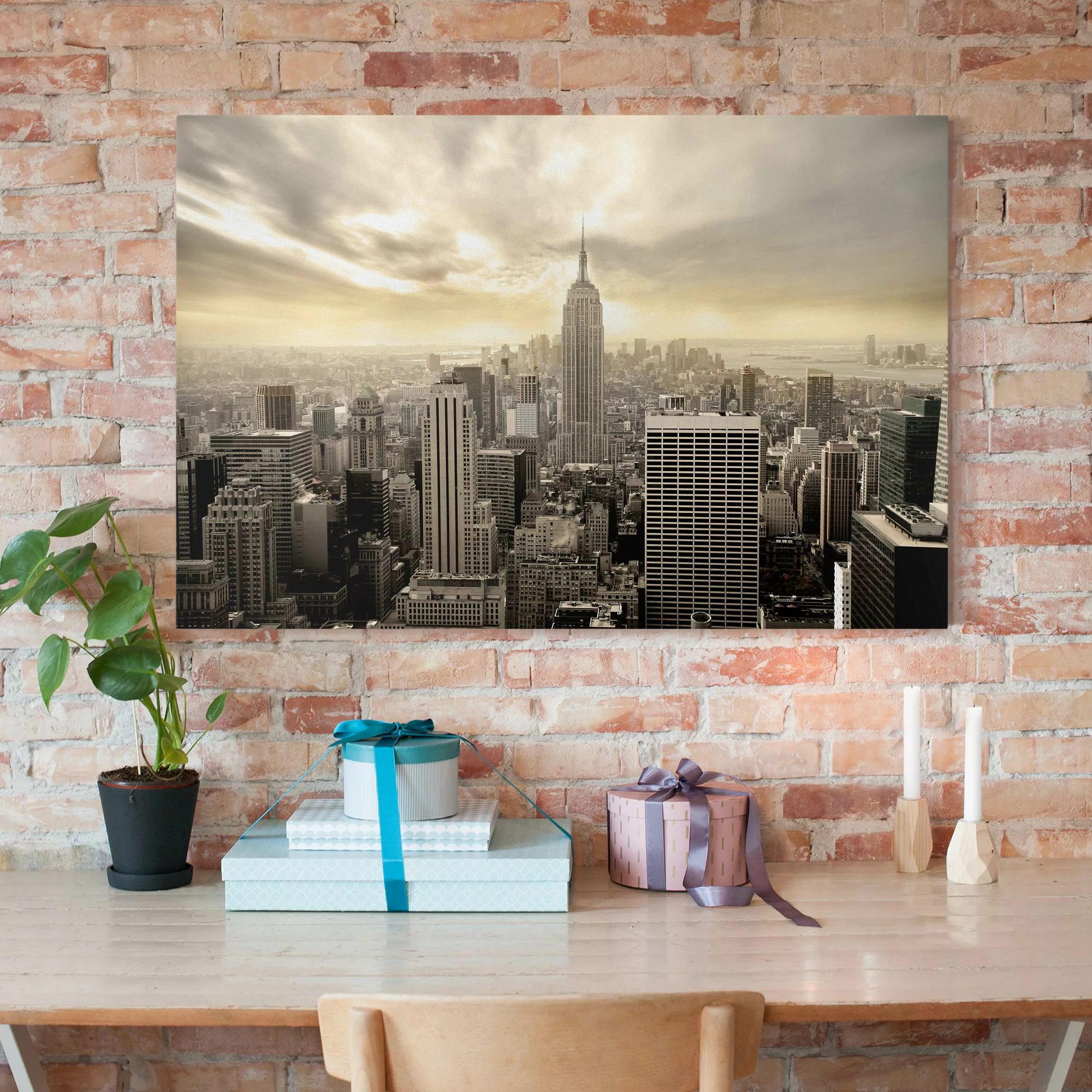 Leinwandbild New York - Querformat Manhattan Dawn günstig online kaufen