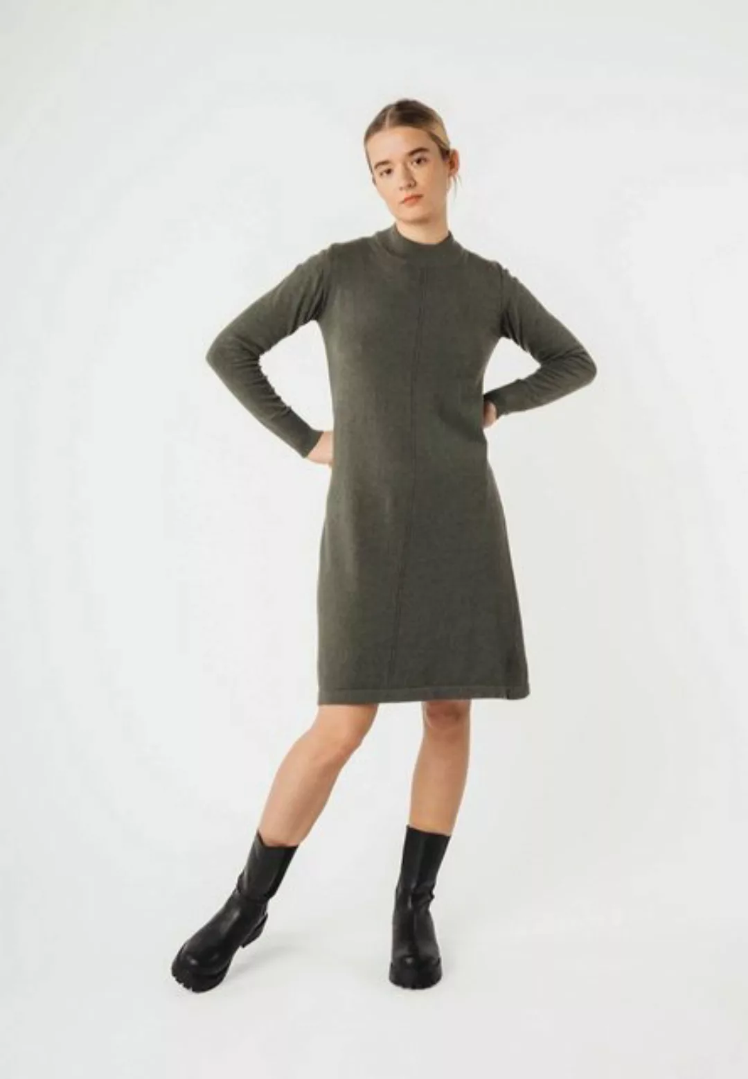 MELA Strickkleid Basic Feinstrick Kleid HARLEEN Fein gerippter Kragen günstig online kaufen