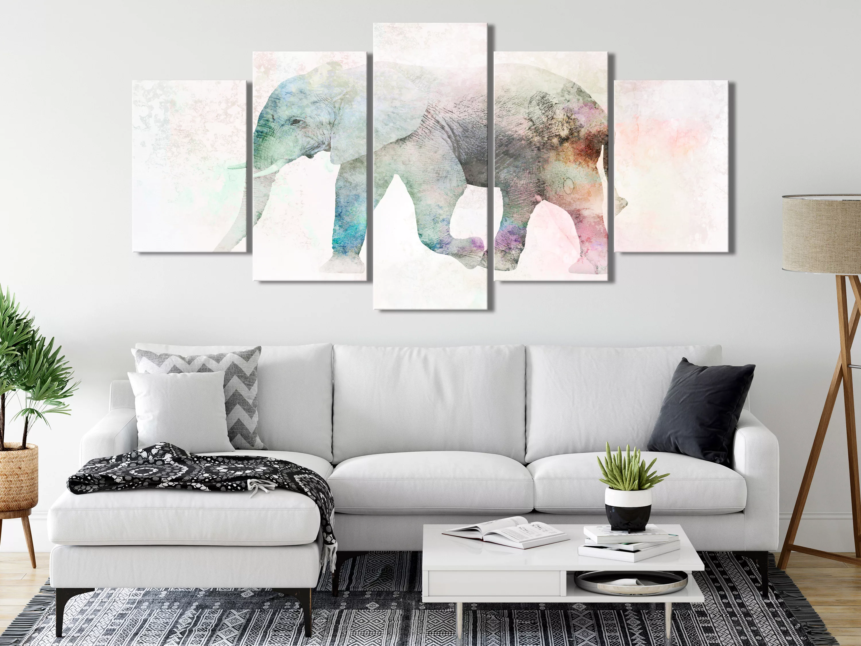 Wandbild - Painted Elephant (5 Parts) Wide günstig online kaufen