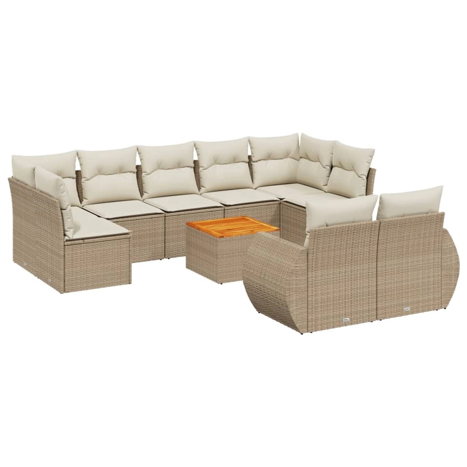 vidaXL 10-Tlg Garten-Sofagarnitur mit Kissen Beige Poly Rattan 3257486 günstig online kaufen