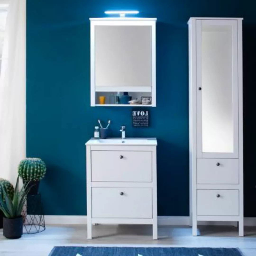 Lomadox Badezimmer Kombination mit LED-Aufbauleuchte OLOT-19  in weiß, B/H/ günstig online kaufen