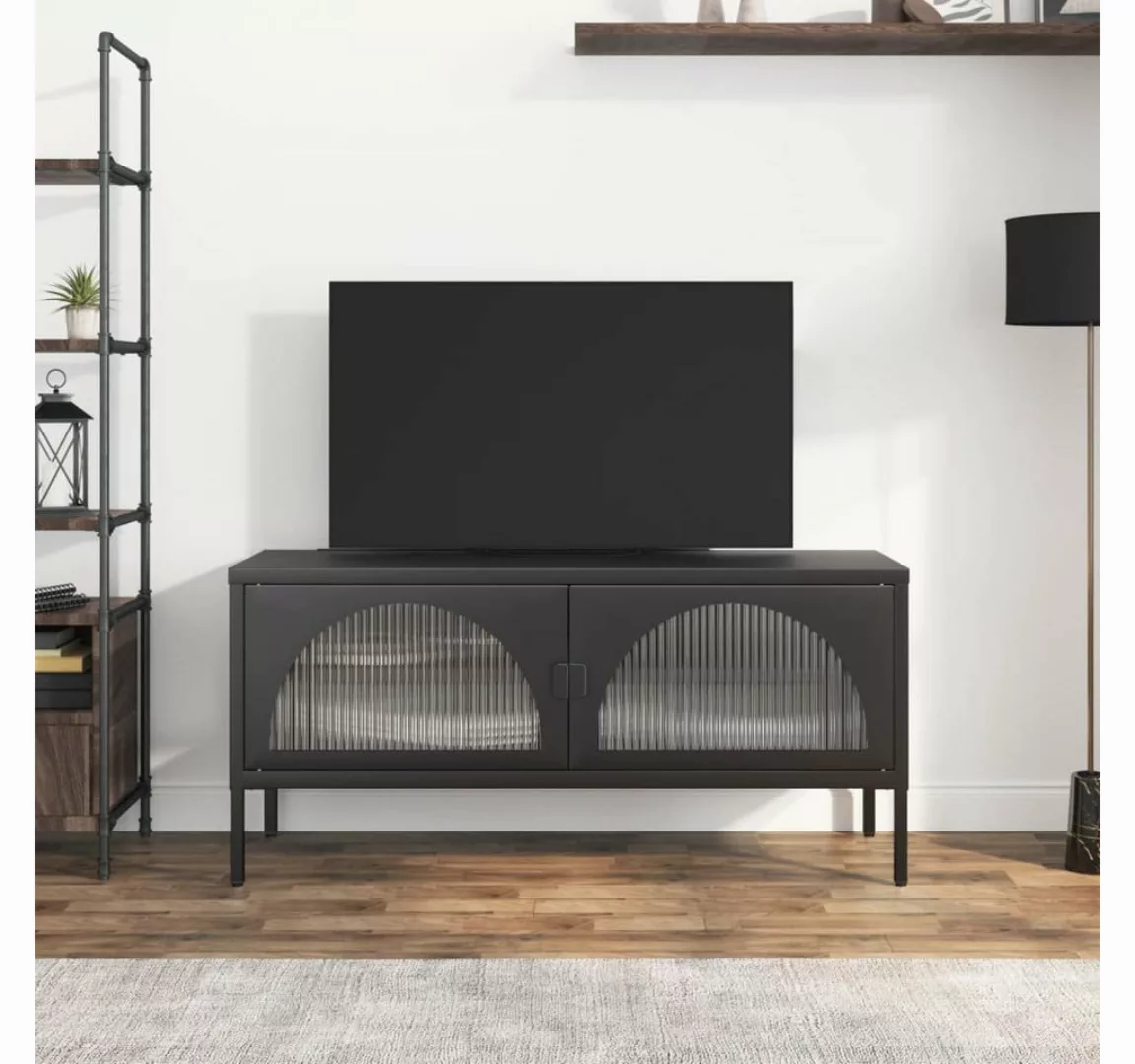 vidaXL TV-Schrank TV-Schrank Schwarz 105x35x50 cm Glas und Stahl TV-Lowboar günstig online kaufen