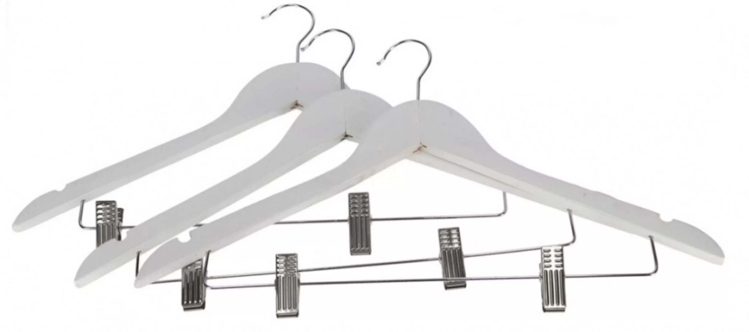 Kleiderbügel-clips 44 X 24 Cm Holz Weiß 3 Stück günstig online kaufen