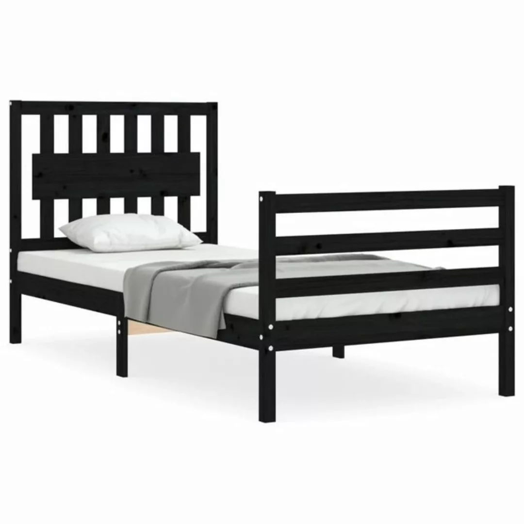 vidaXL Bett Massivholzbett mit Kopfteil Schwarz 90x200 cm günstig online kaufen