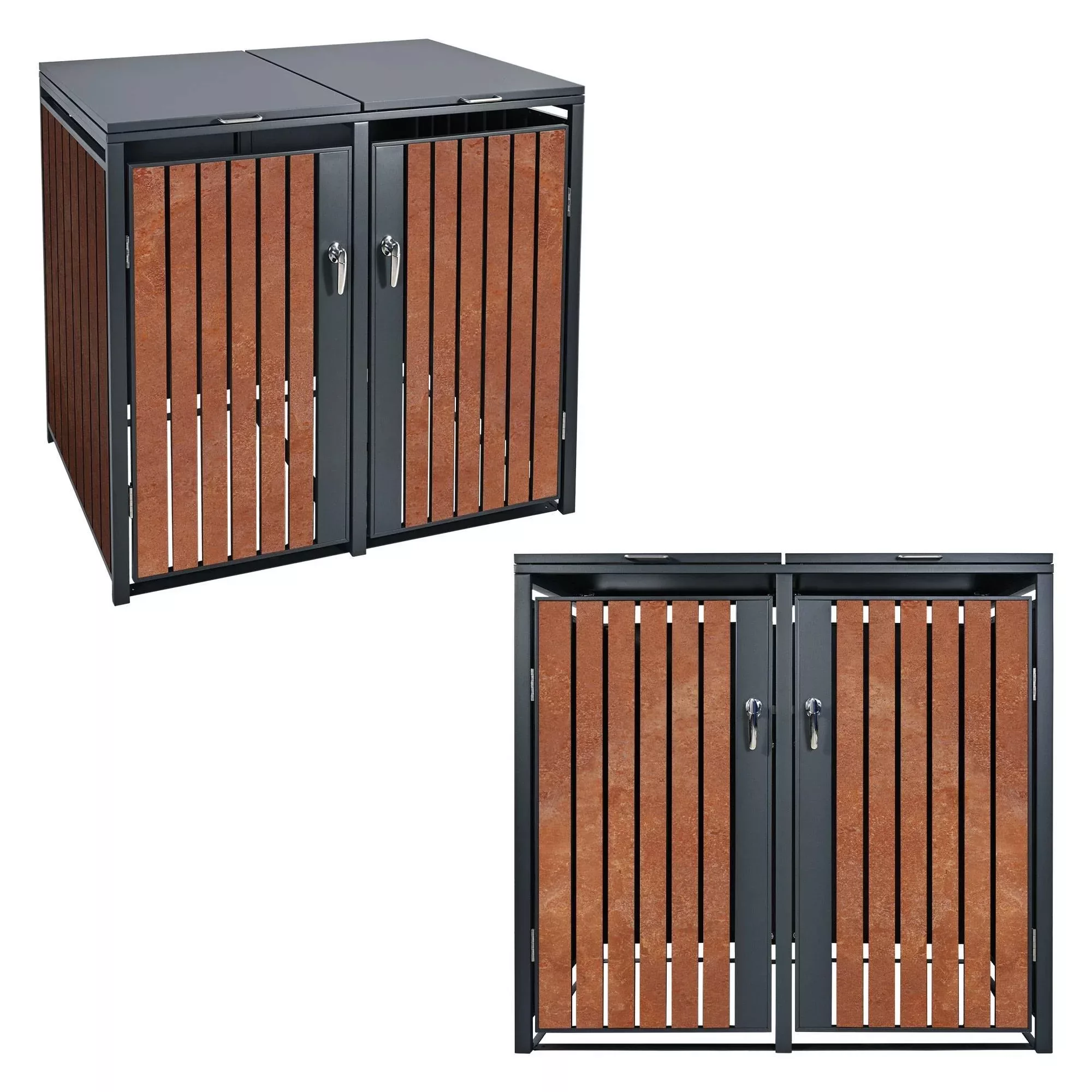 ML-Design Mülltonnenbox 4Er 4 Tonnen 240L 264x80x116,3cm Anthrazit-Rostopti günstig online kaufen