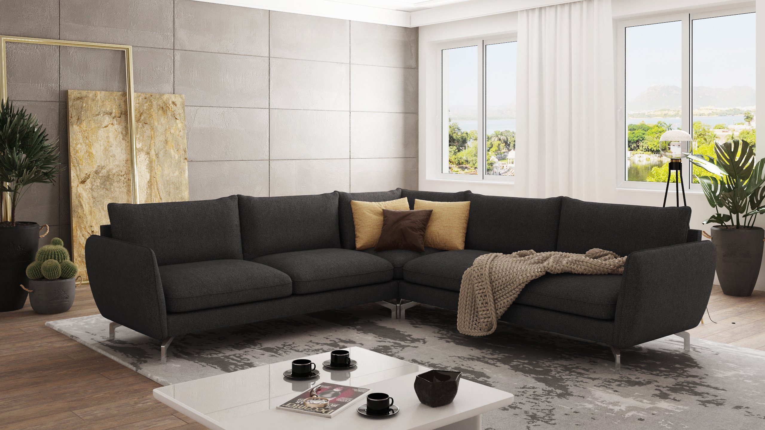 S-Style Möbel Ecksofa Benita mit Silber günstig online kaufen
