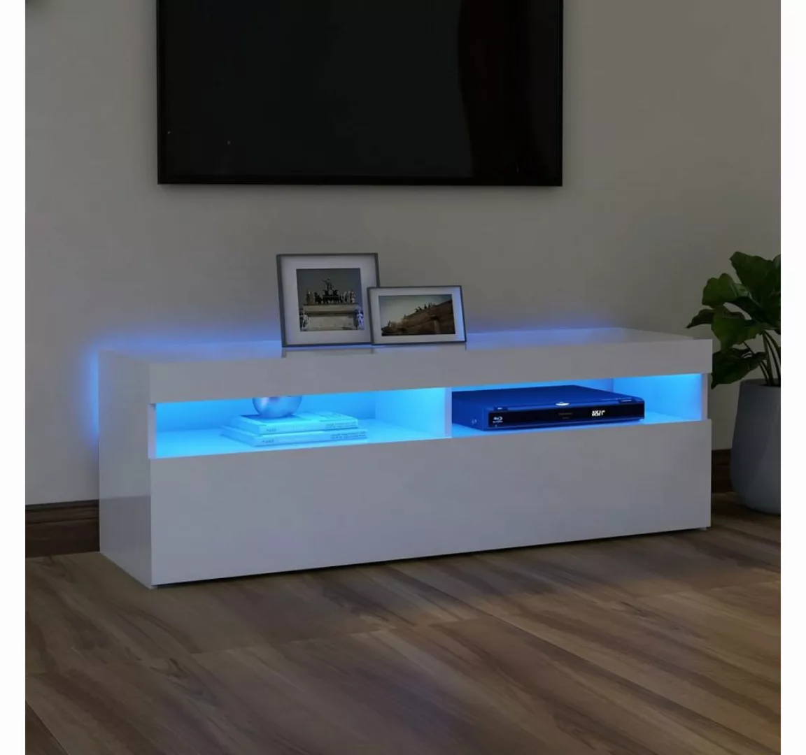 vidaXL TV-Schrank TV-Schrank mit LED Leuchten Hochglanz-Weiß 120x35x40 cm L günstig online kaufen