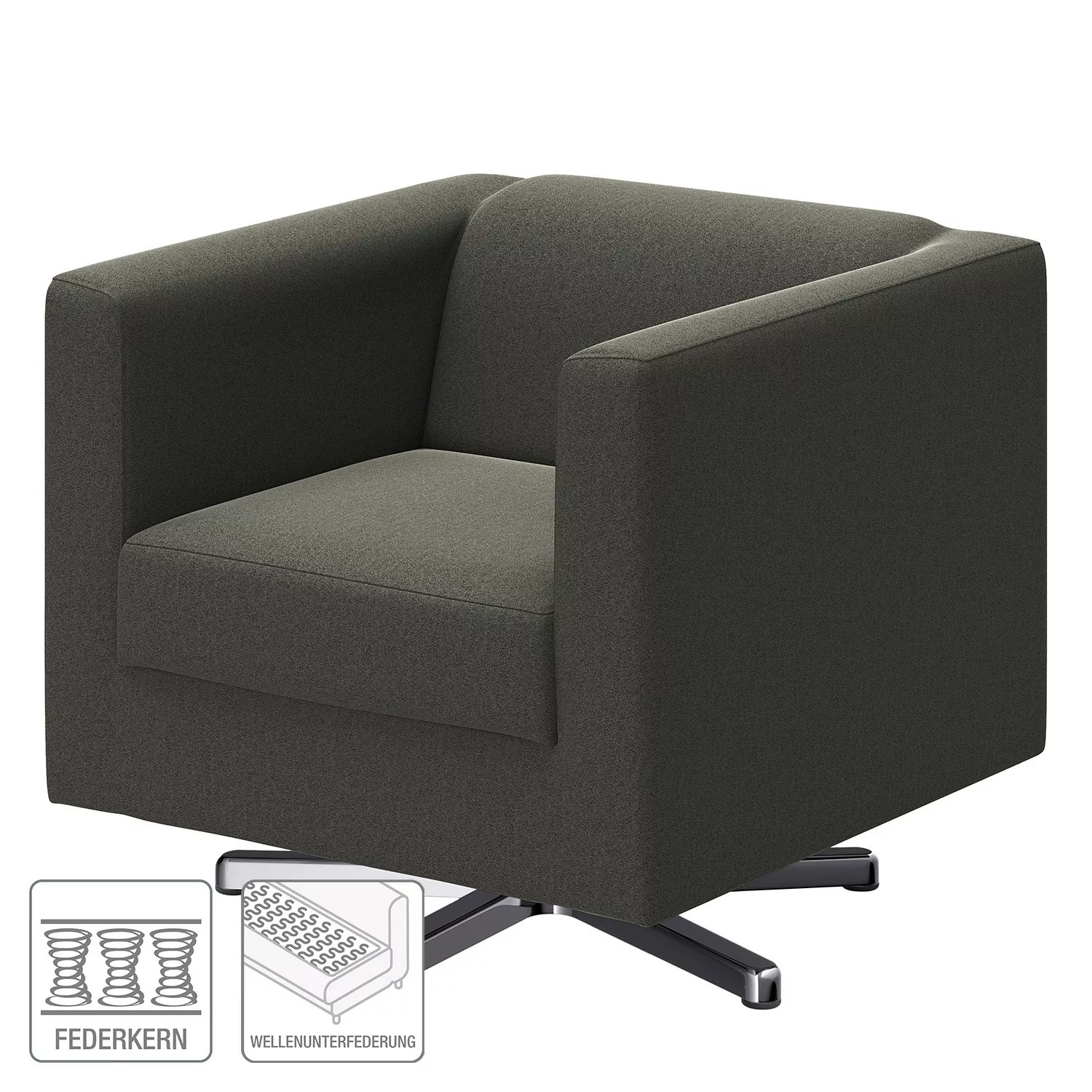 home24 loftscape Sessel Wilno XIX Grau Microfaser 74x71x75 cm (BxHxT) günstig online kaufen