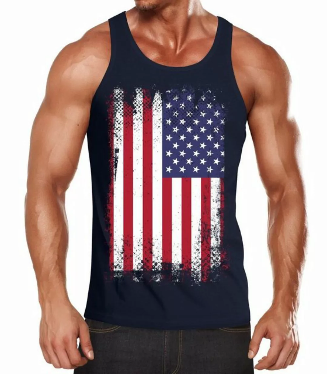 MoonWorks Tanktop Herren Tanktop Tank Top - Amerika USA Flagge - Body Fit M günstig online kaufen