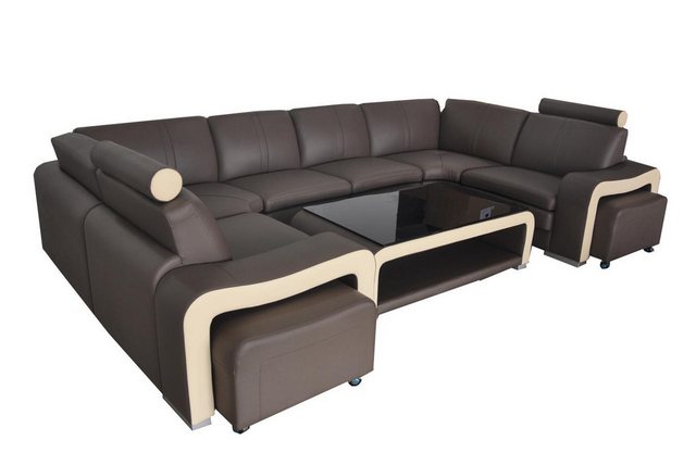 JVmoebel Sofa Leder Eck Sofa +USB Couch Polster Garnitur Wohn Landschaft Mo günstig online kaufen