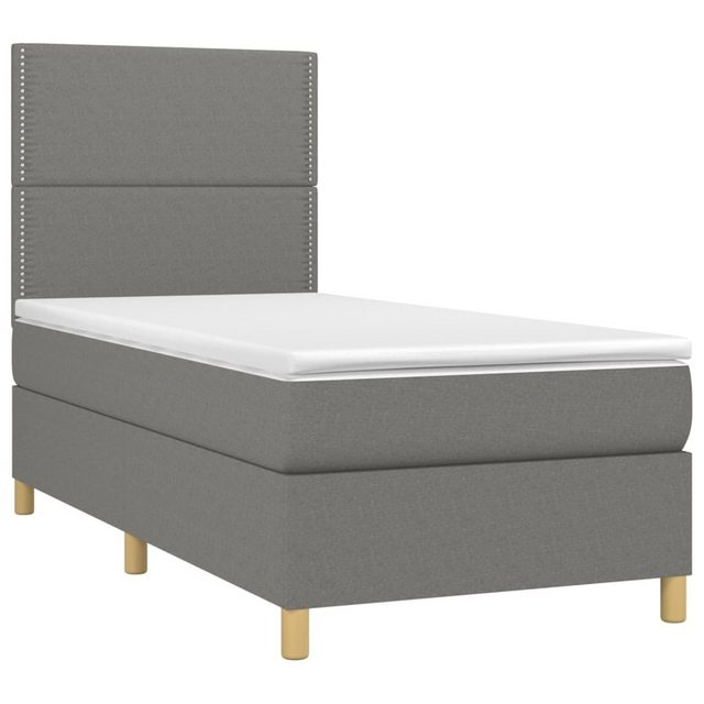 vidaXL Boxspringbett Boxspringbett mit Matratze LED Dunkelgrau 90x190 cm St günstig online kaufen