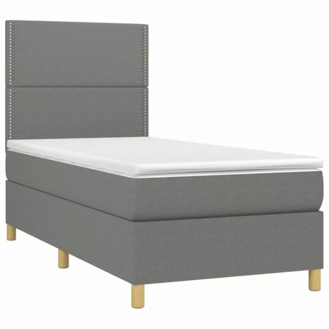 vidaXL Boxspringbett Boxspringbett mit Matratze LED Dunkelgrau 90x190 cm St günstig online kaufen