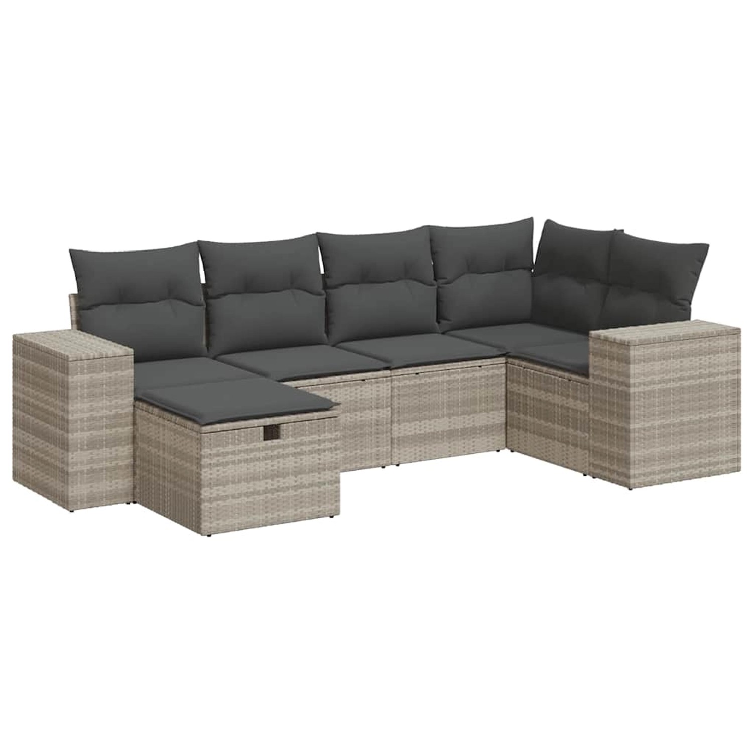 vidaXL 6-Tlg Garten-Sofagarnitur mit Kissen Hellgrau Poly Rattan 3325688 günstig online kaufen