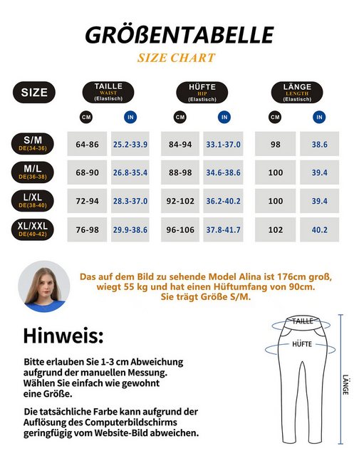 Jepo Leggings Elastische Damenhose Skinny slim Fit bequeme Tükis S/M Damen günstig online kaufen