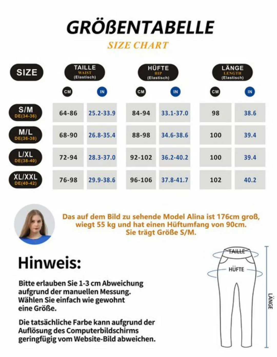 Jepo Leggings Elastische Damenhose Skinny slim Fit bequeme Tükis L/XL Damen günstig online kaufen