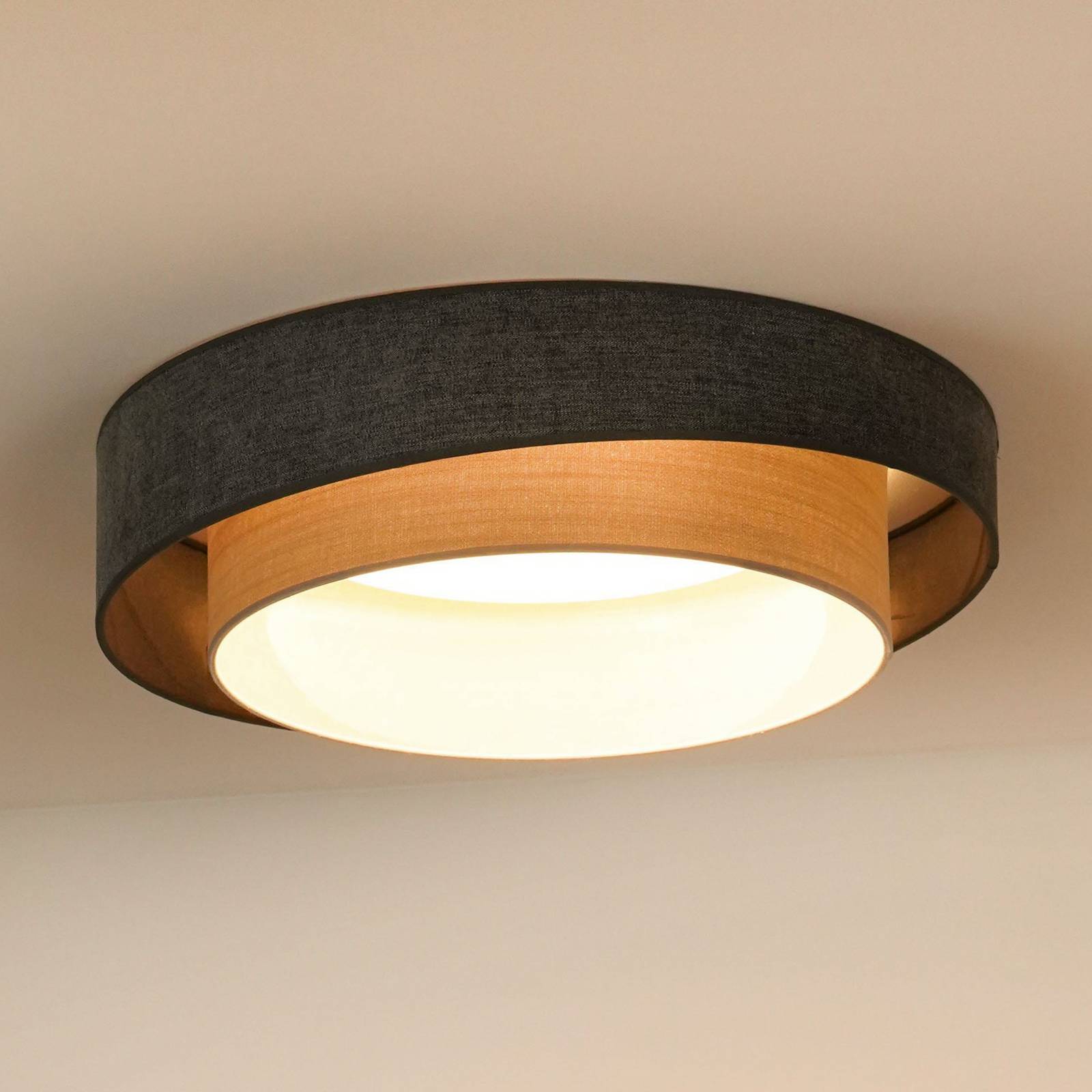 LED-Deckenlampe Luneta Chenille blau/grau Ø 60 cm 3-step-dim günstig online kaufen