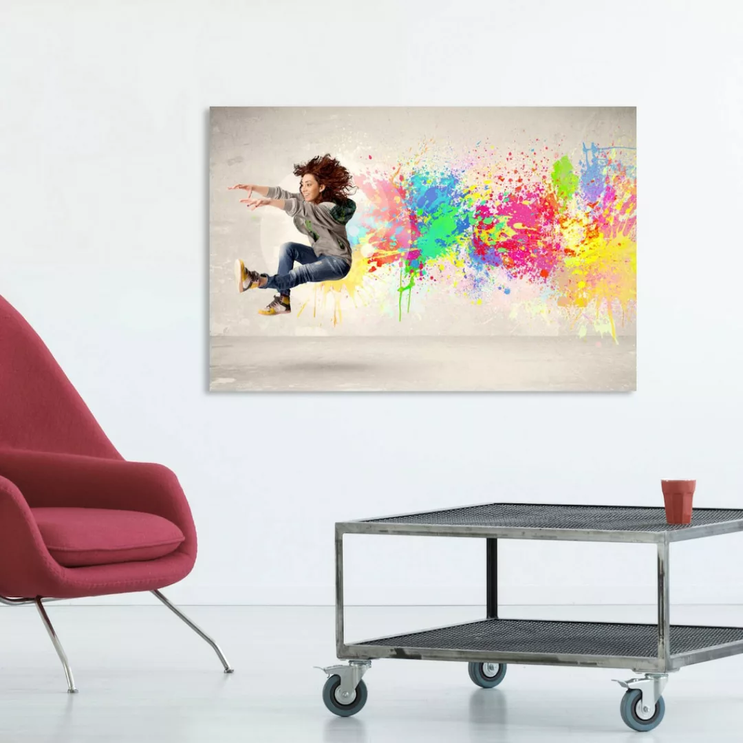 queence Acrylglasbild "springende Frau" günstig online kaufen