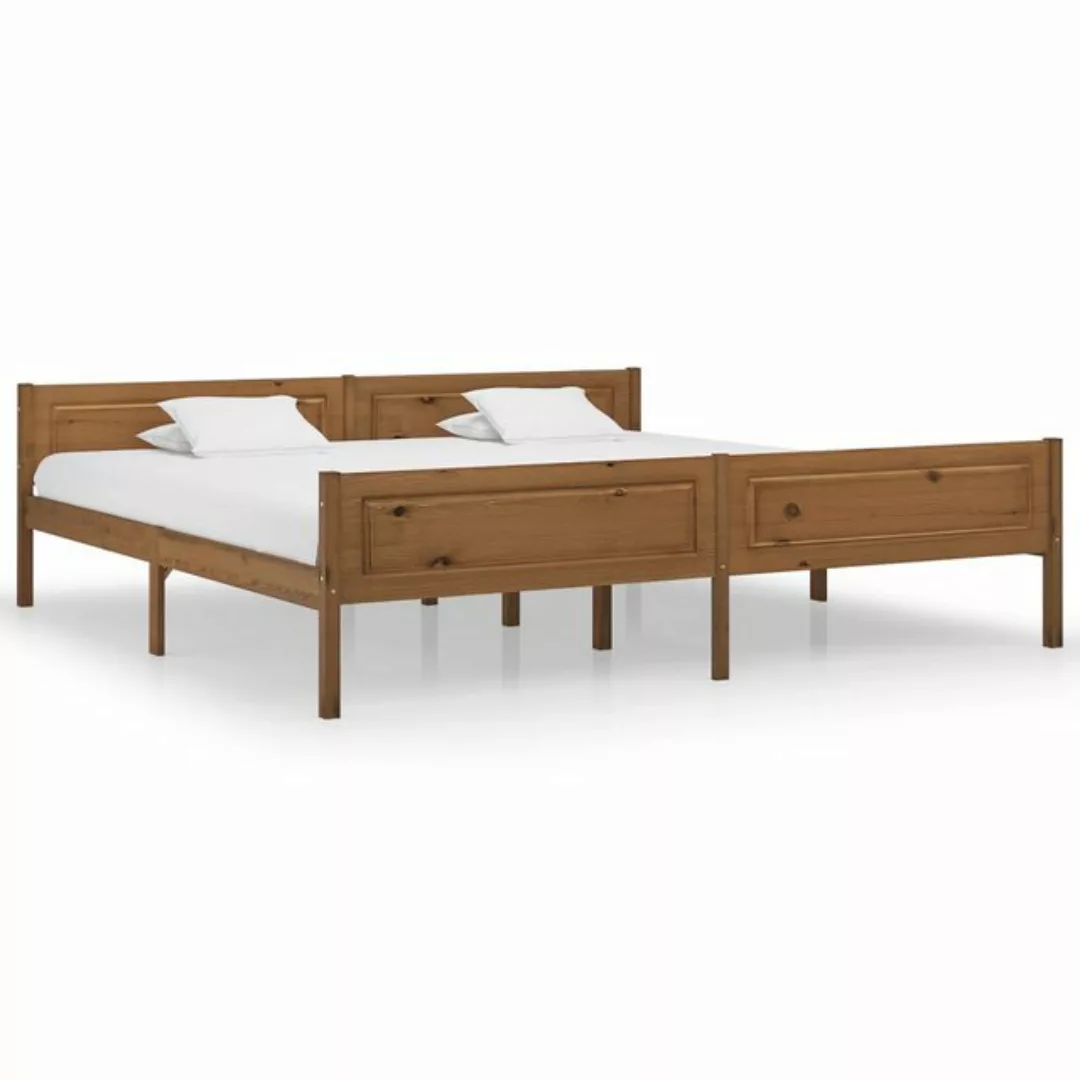 vidaXL Bettgestell Massivholzbett Kiefer Honigbraun 200x200 cm Doppelbett B günstig online kaufen