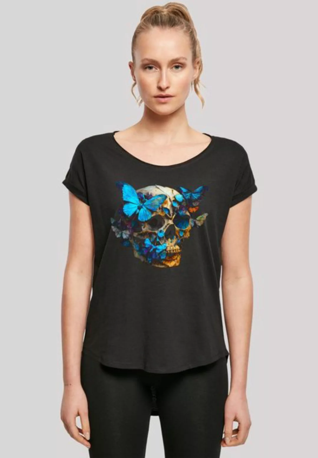 F4NT4STIC T-Shirt Schmetterling Skull LONG TEE Print günstig online kaufen