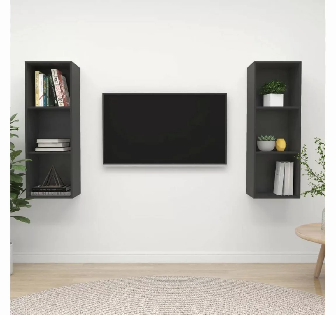 vidaXL TV-Schrank TV-Wandschränke 2 Stk Grau Spanplatte günstig online kaufen