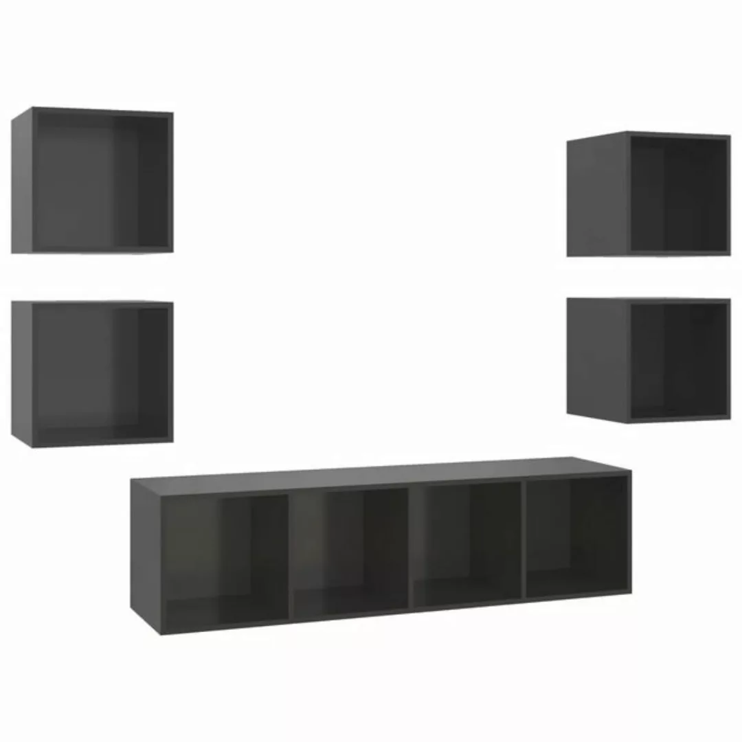 vidaXL TV-Schrank 5-tlg. TV-Schrank-Set Hochglanz-Grau Holzwerkstoff (1-St) günstig online kaufen