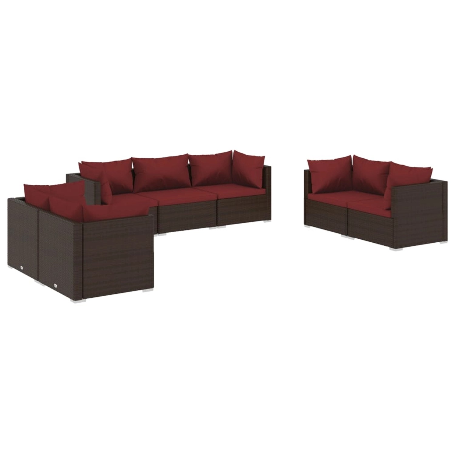 vidaXL 7-tlg Garten-Lounge-Set mit Kissen Poly Rattan Braun Modell 50 günstig online kaufen