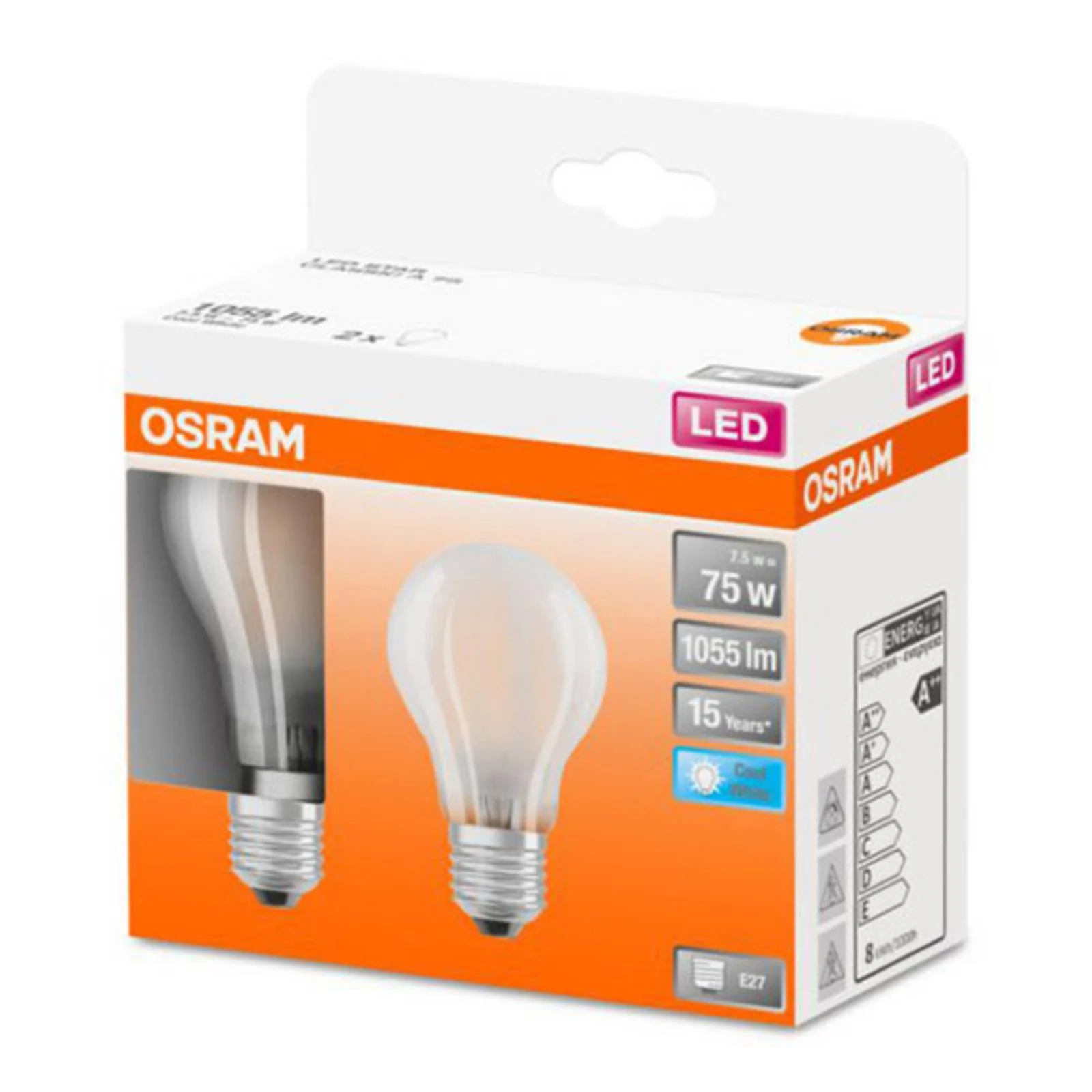OSRAM Classic A LED-Lampe E27 7,5W 4.000K matt 2er günstig online kaufen