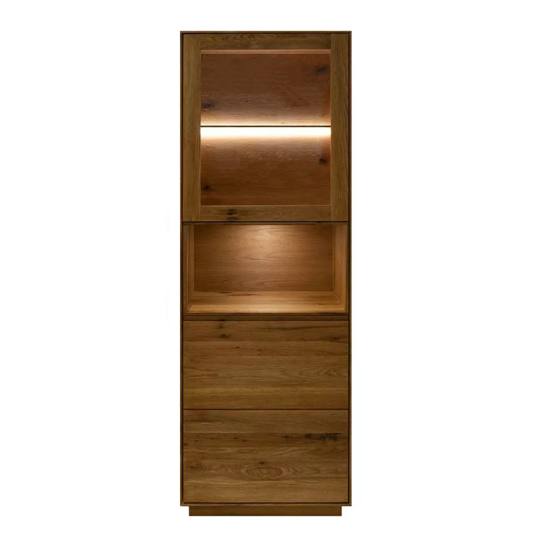 Schrank Vitrine 205 cm hoch Zerreiche Massivholz günstig online kaufen