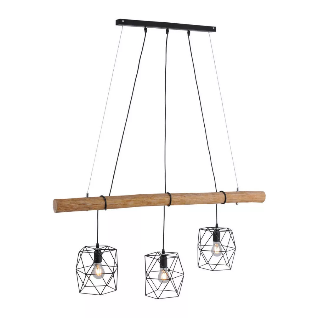 Just Light Pendelleuchte 15503-18 Eisen Holz Kunststoff B: ca. 120 cm E27 3 günstig online kaufen