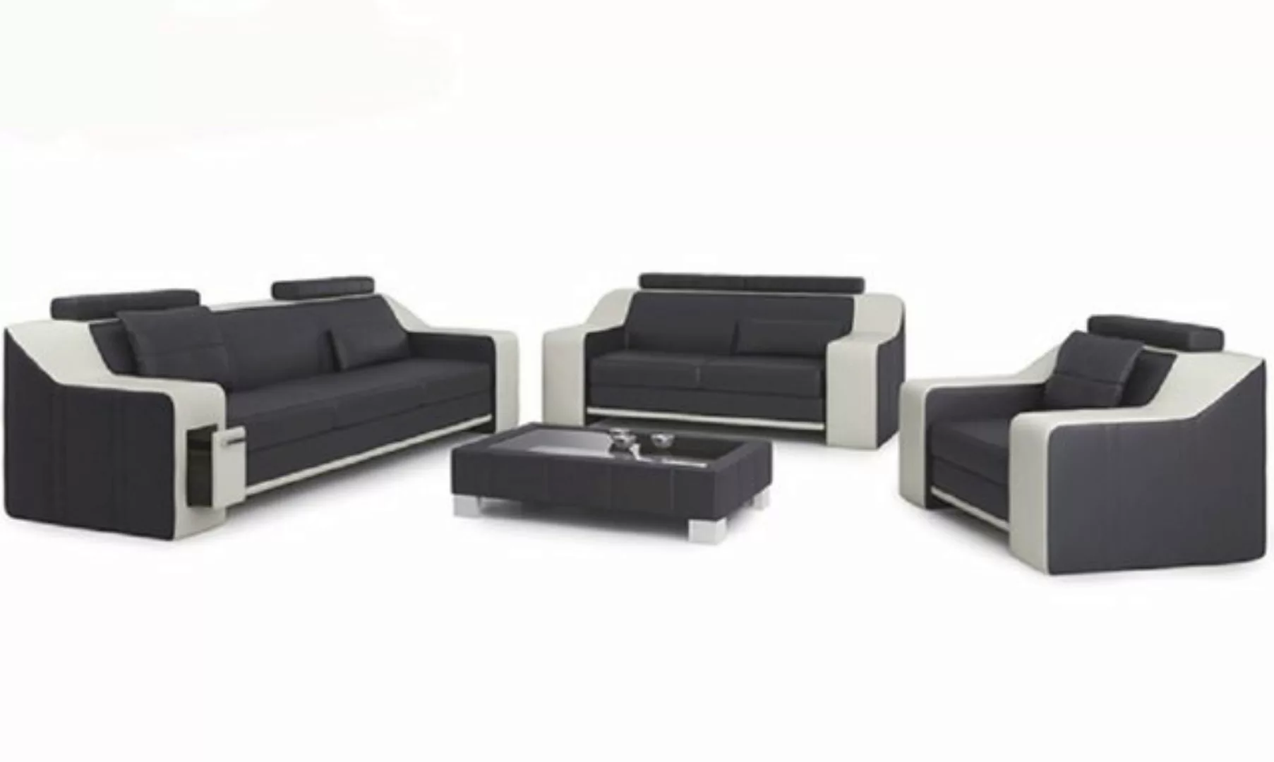 JVmoebel Sofa Ledersofa Couch Sofagarnitur Design Modern Sofa 3+1+1 Sitzer günstig online kaufen