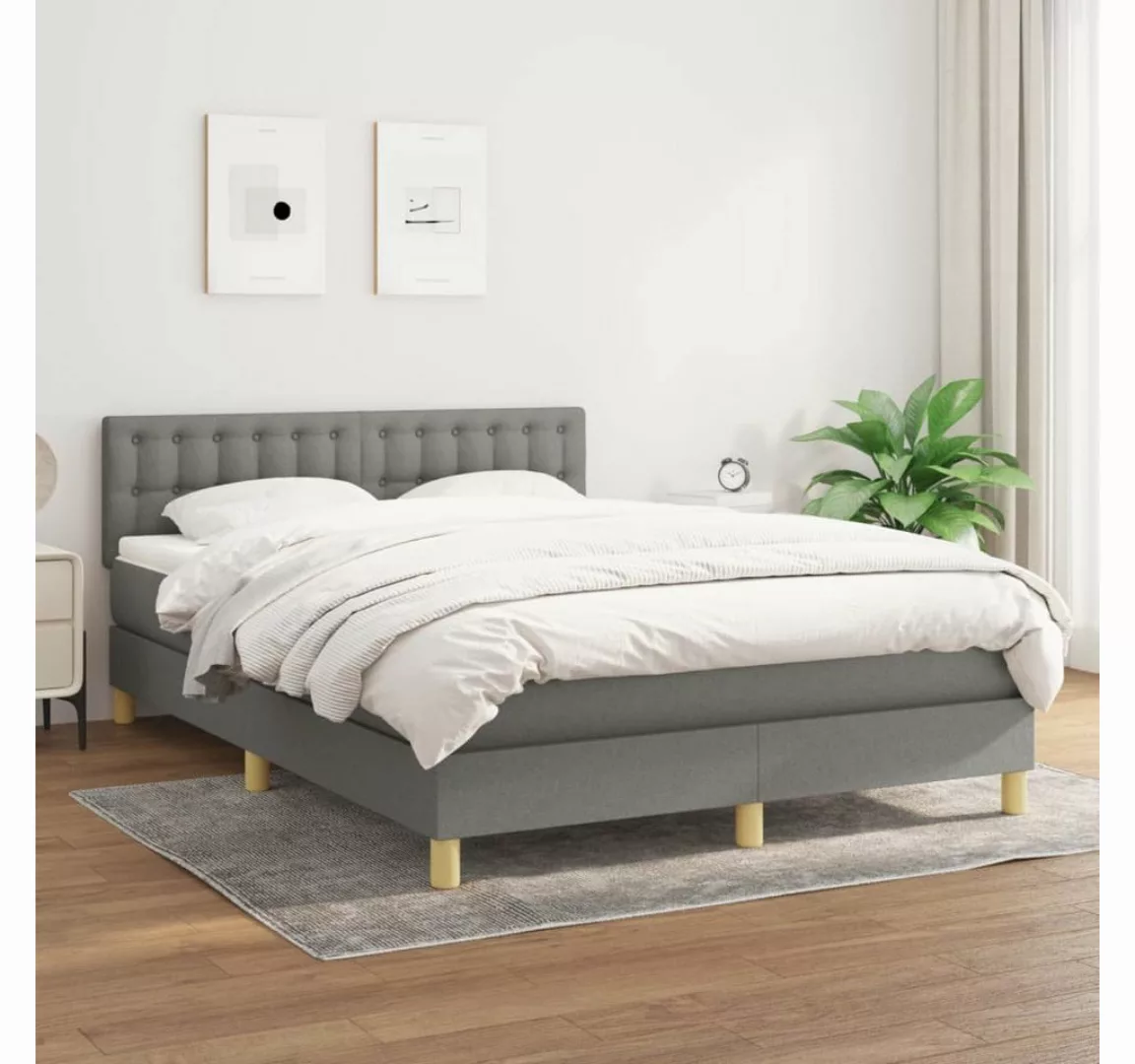 furnicato Bett Boxspringbett mit Matratze Dunkelgrau 140x190 cm Stoff günstig online kaufen