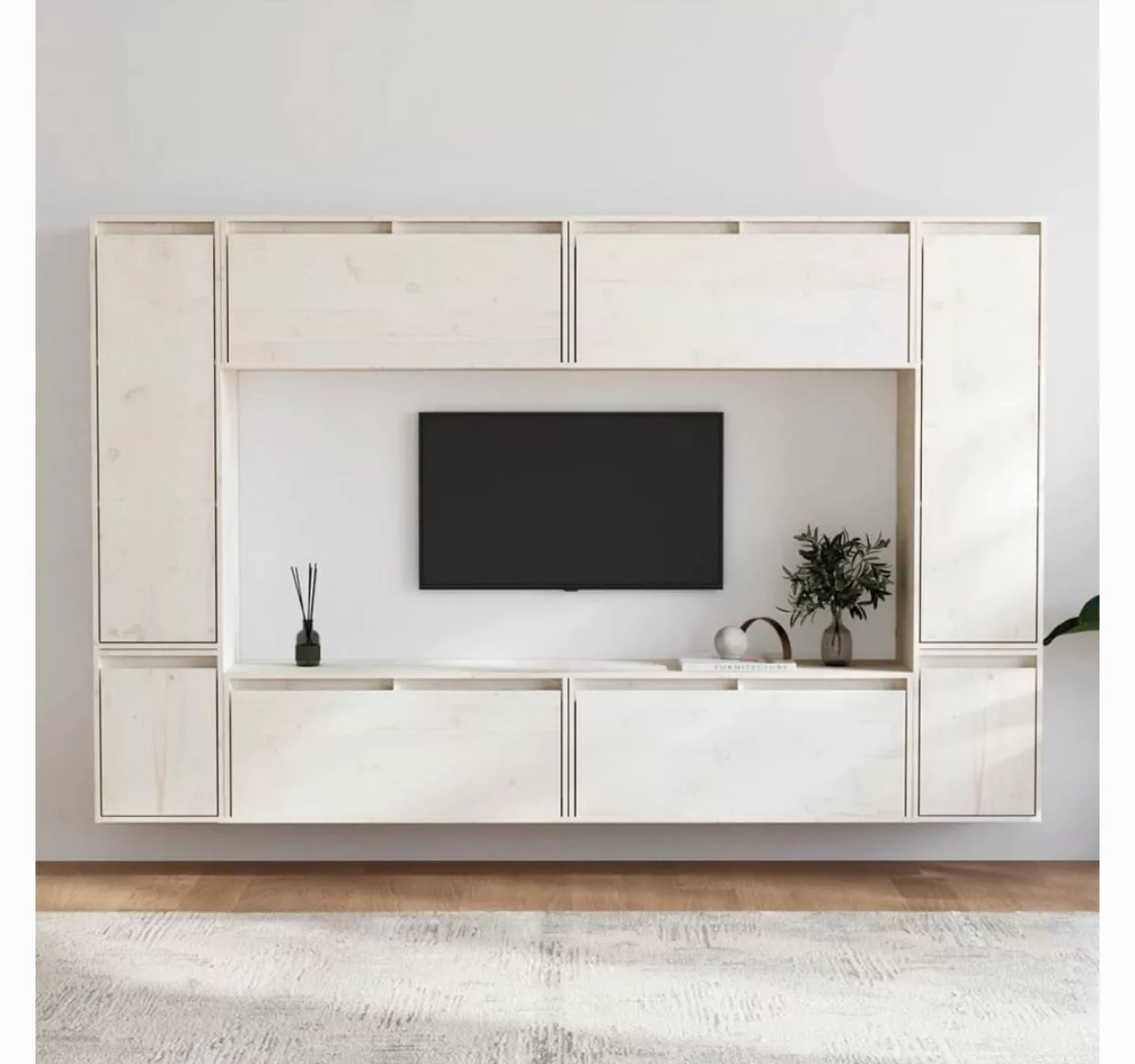 vidaXL TV-Schrank TV-Schränke 8 Stk Weiß Massivholz Kiefer Lowboard Lowboar günstig online kaufen