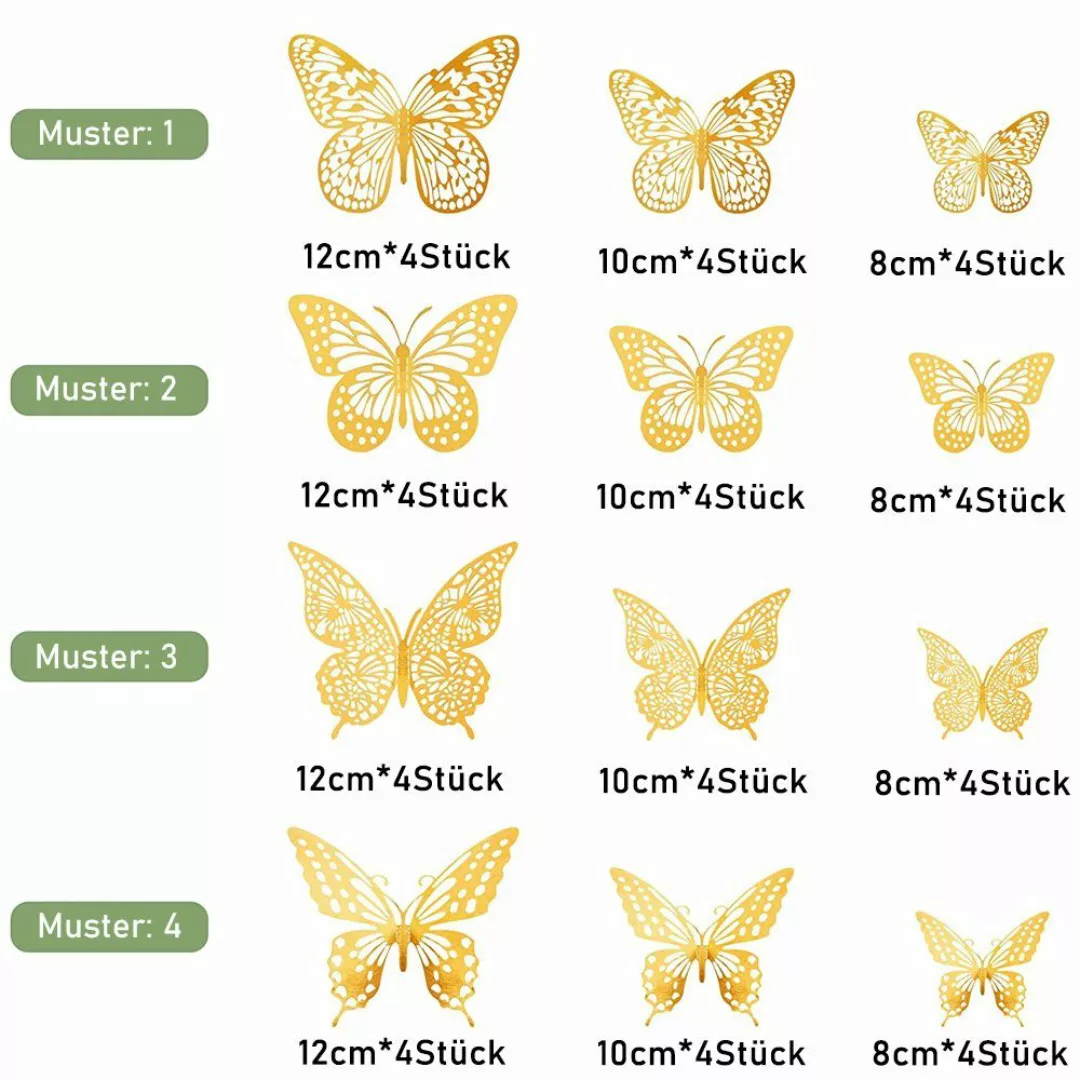 NUODWELL 3D-Wandtattoo 48 Stück 3D Schmetterling günstig online kaufen