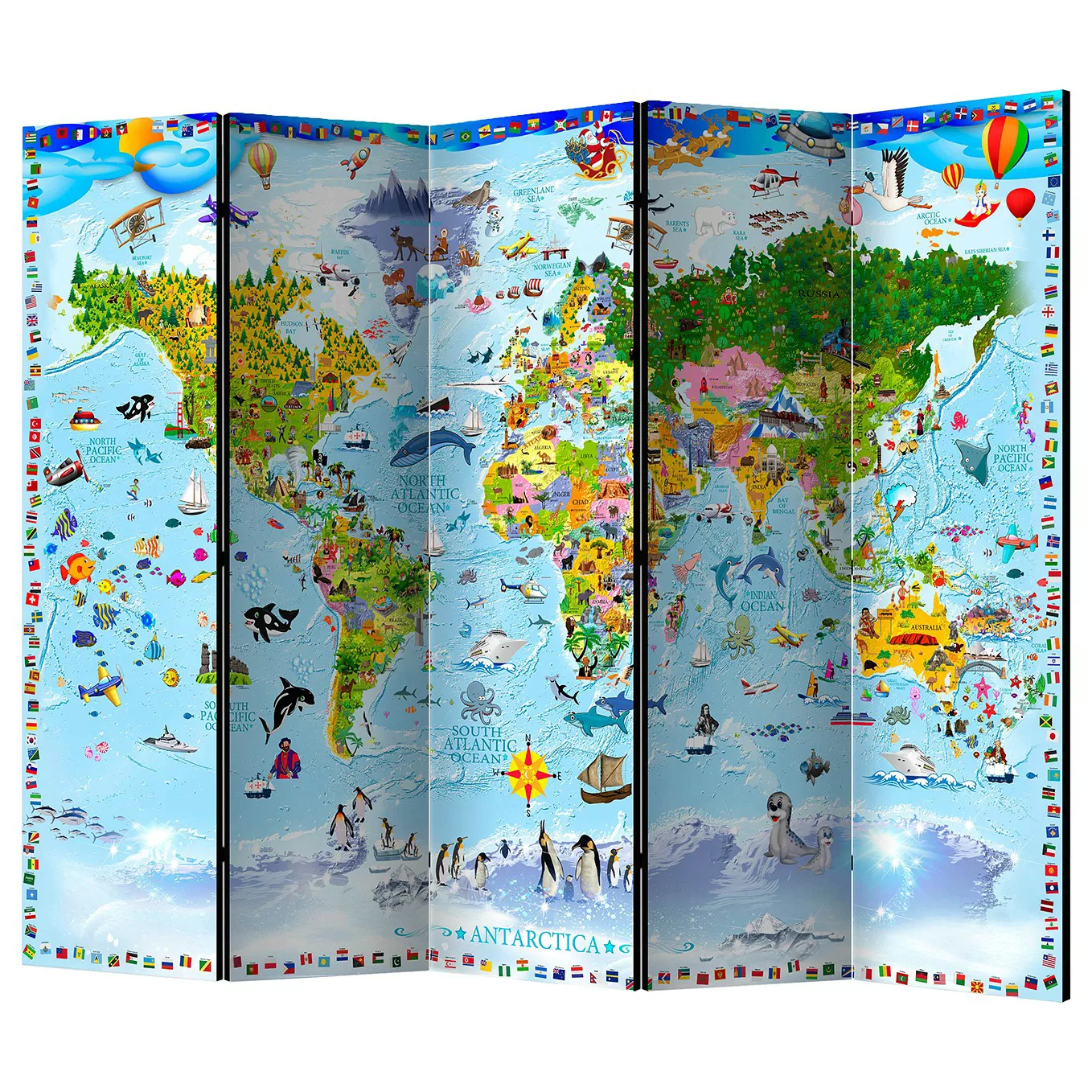 home24 Paravent World Map for Kids II (5-tlg) günstig online kaufen