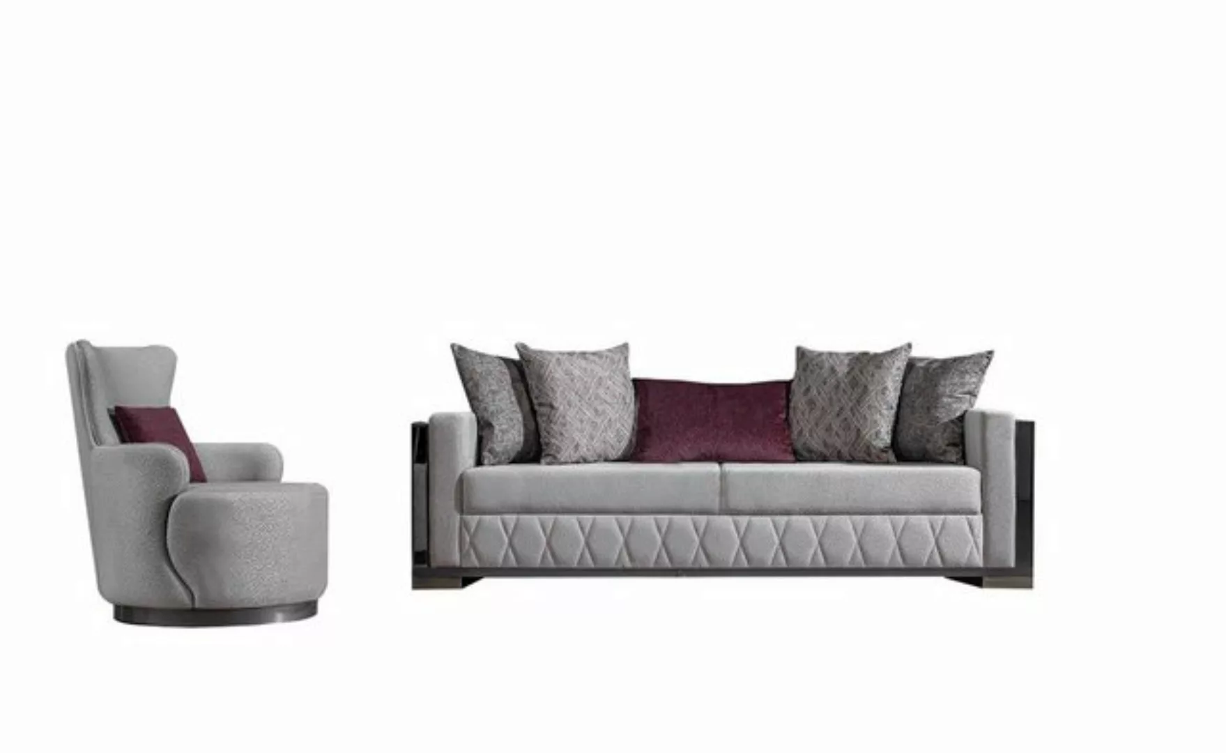 JVmoebel Sofa Luxus Sofagarnitur Sofa Garnitur Sofas Sessel 3+1 Sitzer Stof günstig online kaufen