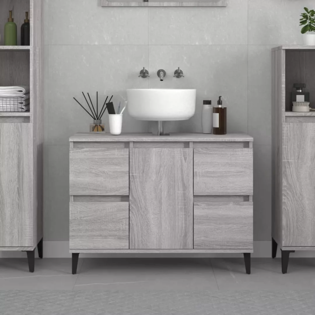 Vidaxl Waschbeckenunterschrank Grau Sonoma 80x33x60 Cm Holzwerkstoff günstig online kaufen