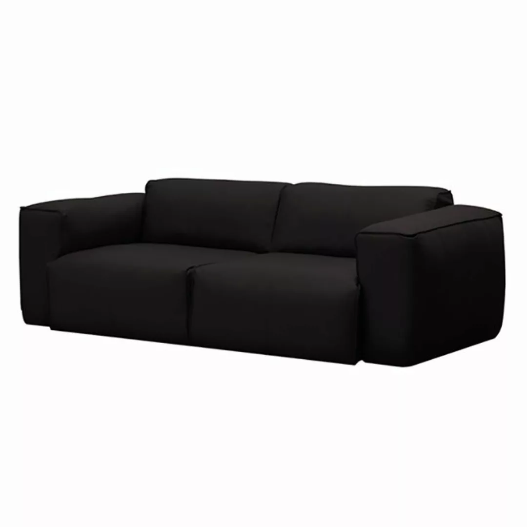 home24 Studio Copenhagen Sofa Hudson 2-Sitzer Schwarz Echtleder 228x71x102 günstig online kaufen